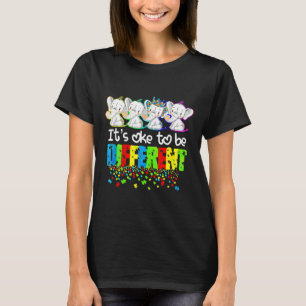 Camiseta Está Bem Ser Diferente Do Autismo Do Elefante Queb