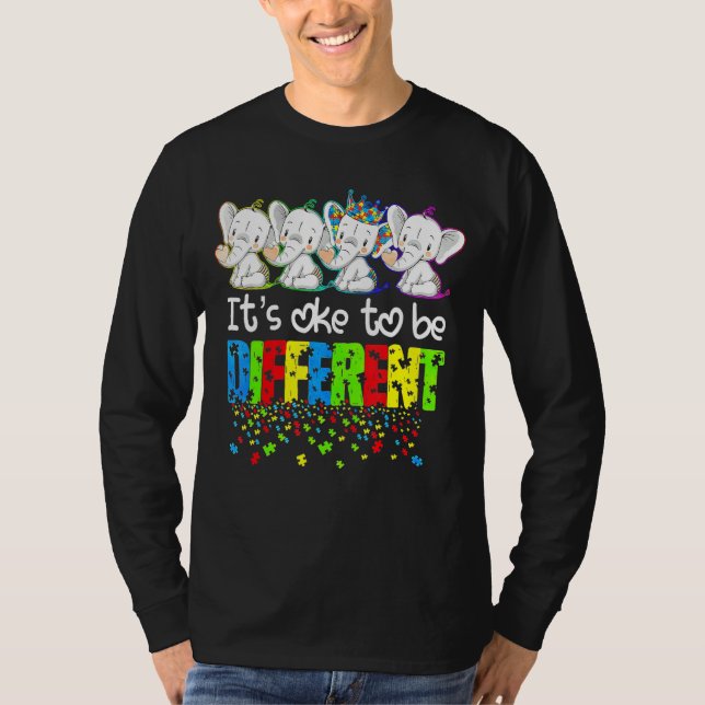 Camiseta Está bem ser diferente do elefante Quebra-cabeça A (Frente)