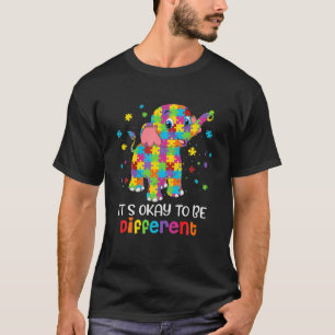Camiseta Está bem ser diferente Quebra-cabeça de elefante