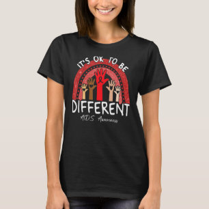 Camiseta Está bem ser diferente sobre AIDS consciência Red