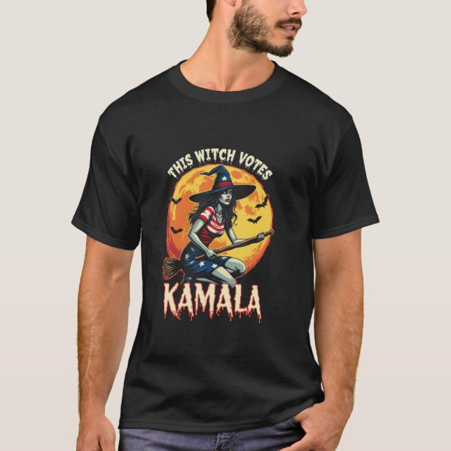 Camiseta Esta Bruxa Vota Kamala Harris Halloween USA Presi (Frente)
