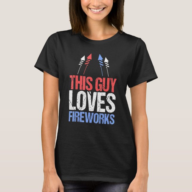 Camiseta Esta Cara ama fogos de artifício 4 de julho (Frente)