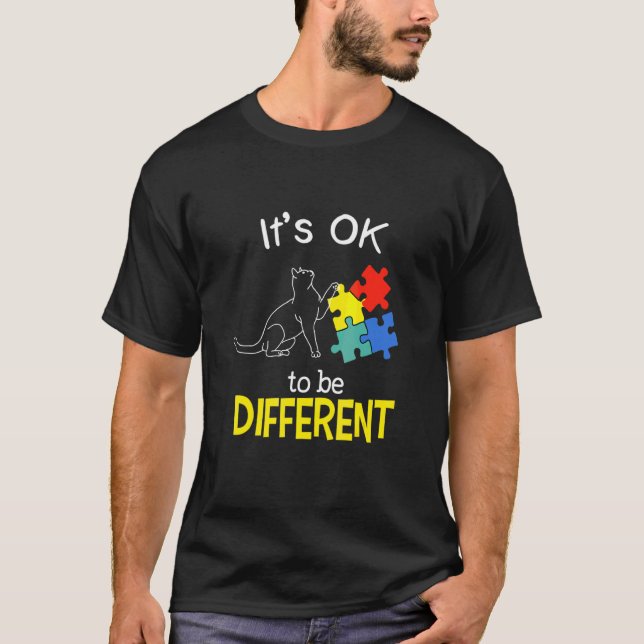 Camiseta Está Certo Ser Diferente Do Autismo Gato-Quebra-ca (Frente)