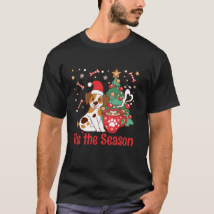 Camiseta Esta É A Época Cachorro Santa Hat Café Quente De C