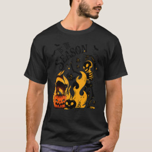 Camiseta Esta É A Época Da Festa De Halloween Retro Skeleto