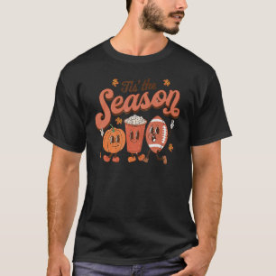 Camiseta Esta É A Época De Futebol Pumpkin Leaf Latte Queda