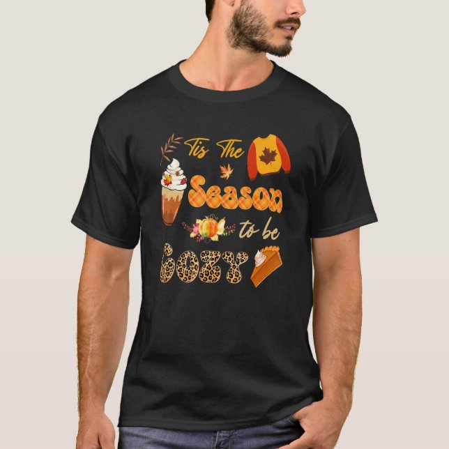 Camiseta Esta É A Época De Ser Cozy Leopard Pumpkins Spice  (Frente)