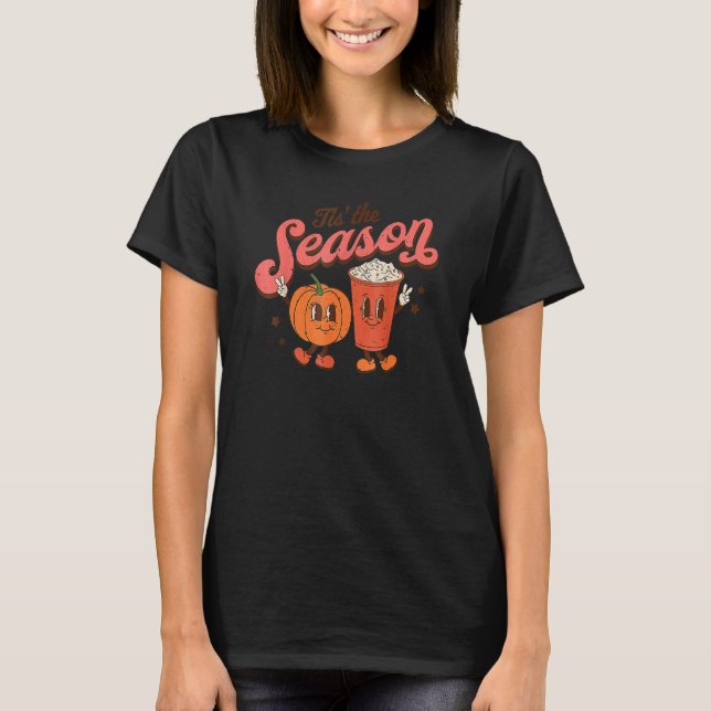 Camiseta Esta É A Época Pumpkin E Spice Retro Halloween (Frente)