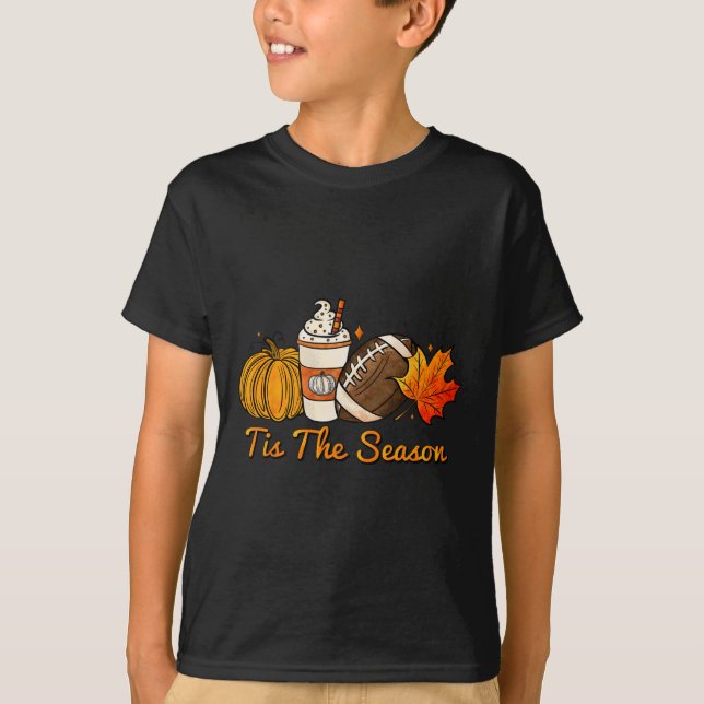 Camiseta Esta É A Época Pumpkin Leaf Latte Fall Graças (Frente)