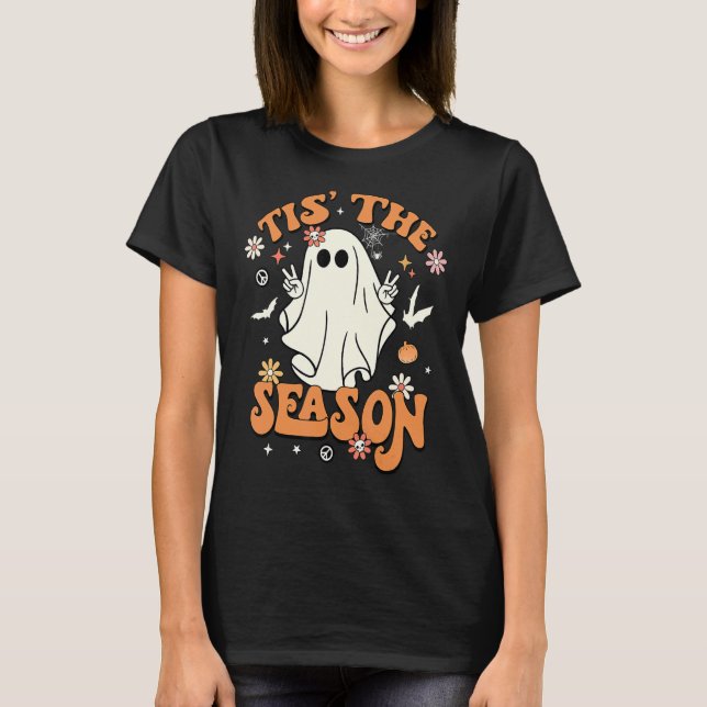 Camiseta Esta É A Época Retro Halloween, Um Fantasma Engraç (Frente)