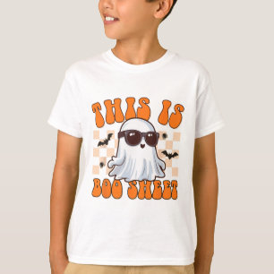 Camiseta Esta É A Folha De Boo Ghost Groovy Halloween Costu