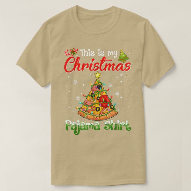 Camiseta Esta É A Minha Árvore De Natal Da Pizza De Natal (Frente do Design)