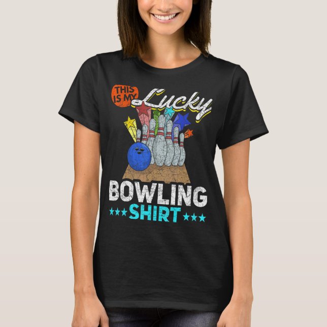 Camiseta Esta É A Minha Boliche De Sorte, Pins De Boliche (Frente)
