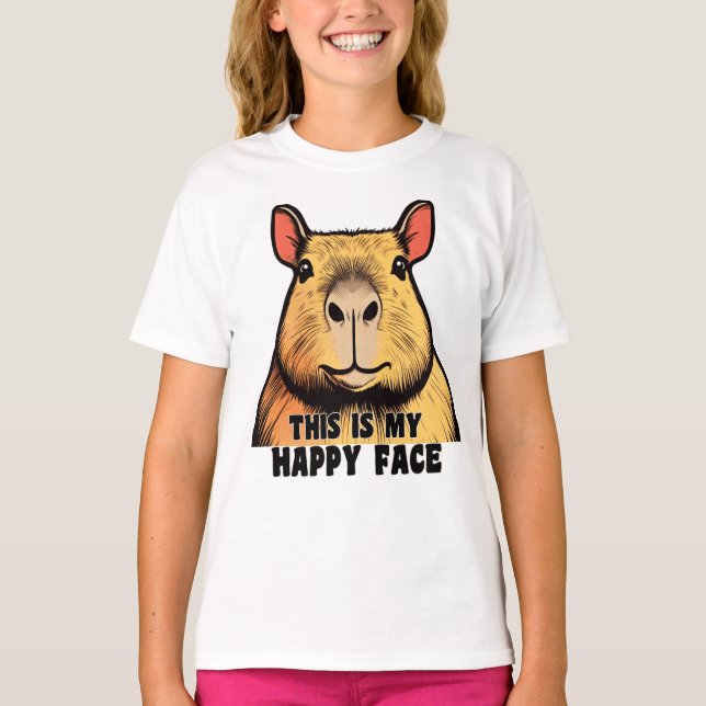 Camiseta Esta é a minha cara feliz - Capybara (Frente)