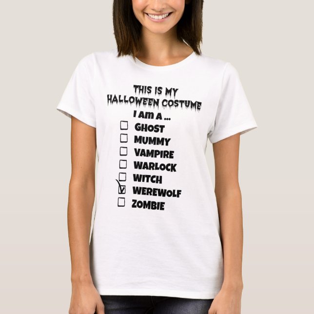 Camiseta Esta é a minha fantasia de Halloween - cheque Mark (Frente)