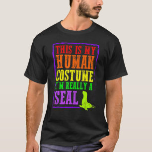 Camiseta Esta é a minha fantasia humana. Eu sou mesmo um ca