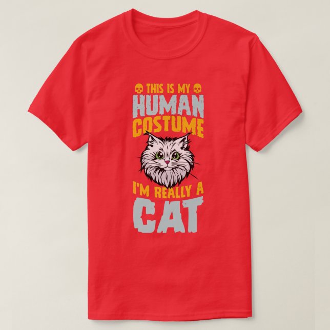 Camiseta Esta é a minha fantasia humana Eu sou mesmo um gat (Frente do Design)