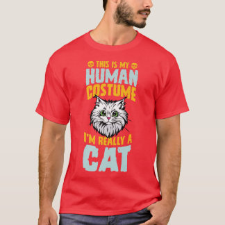 Camiseta Esta é a minha fantasia humana Eu sou mesmo um gat