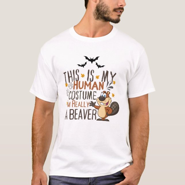 Camiseta Esta é a minha fantasia humana, eu sou realmente u (Frente)