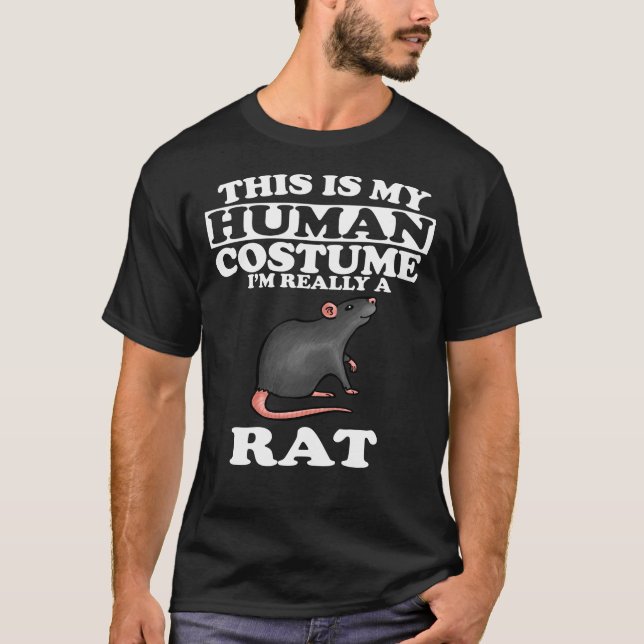 Camiseta Esta é a minha fantasia humana, sou mesmo um rato (Frente)