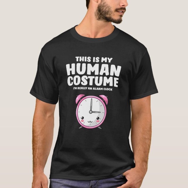 Camiseta Esta é a minha fantasia humana. Sou mesmo um relóg (Frente)