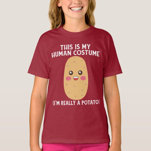 Camiseta Esta é a minha fantasia humana. Sou mesmo uma bata (Frente)