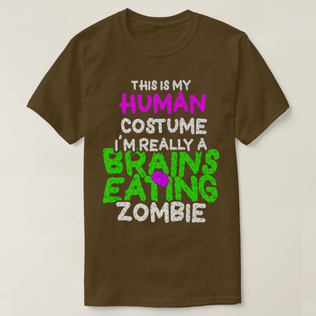 Camiseta Esta é a minha fantasia humana. Sou um Zombie Engr (Frente do Design)