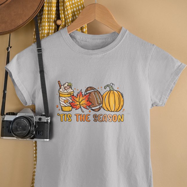 Camiseta Esta é a queda do campeonato de futebol (Tis the Season Football Pumpkin Fall T-Shirt
)