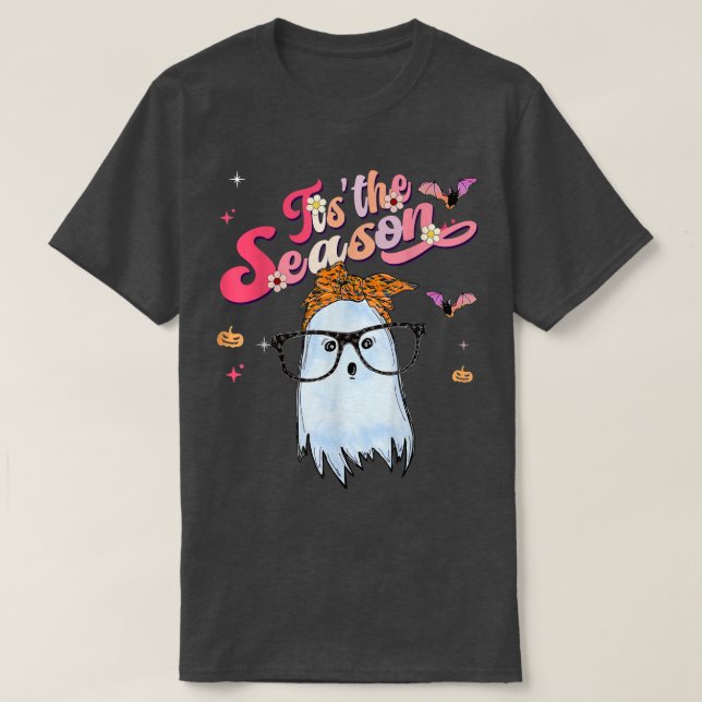 Camiseta Esta é a temporada Pumpkin Boo 60s 70s Hippie Hall (Frente do Design)