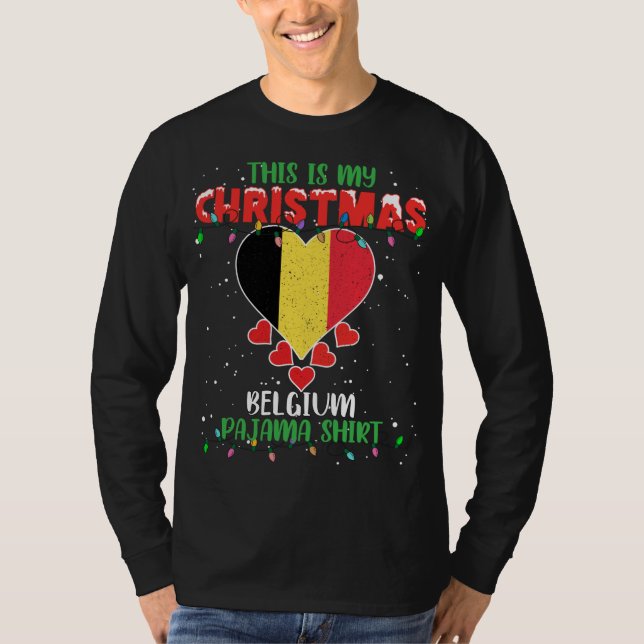 Camiseta Esta É Minha Luz De Natal Ama A Bandeira Da Bélgic (Frente)