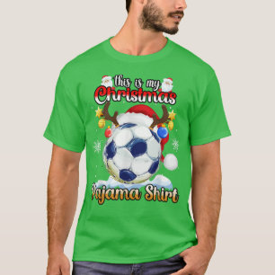 Camiseta Esta é Minha Luz de Natal de Futebol de Pijama de
