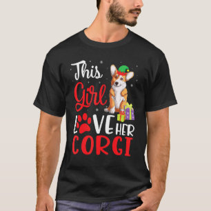 Camiseta Esta Garota Ama o Traje de Noel do seu Cão Corgi N