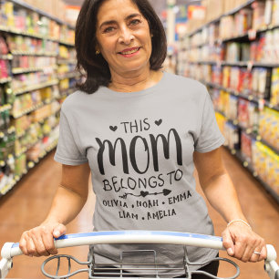 Camiseta Esta Mãe Pertence A Nomes De Crianças Personalizad