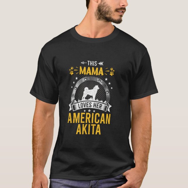 Camiseta Esta Mamãe Ama Seu Cachorro Americano Akita (Frente)