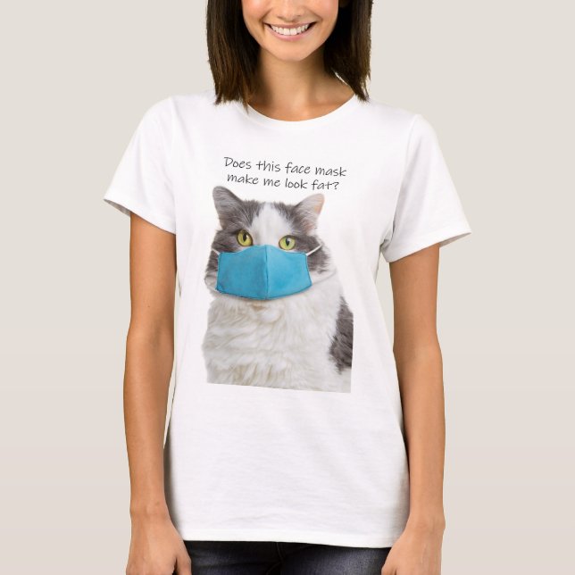 Camiseta Esta Máscara Faz-Me Parecer Engraçado Gato (Frente)
