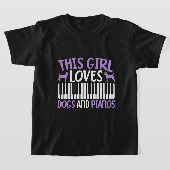 Camiseta Esta Menina Adora Cachorros E Pianista Pianista (Postura )