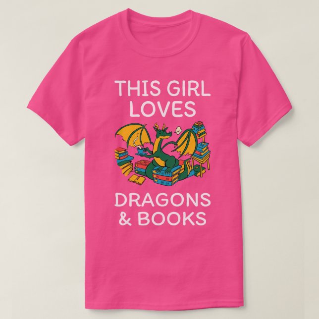 Camiseta Esta Menina Adora Dragões E Livros (Frente do Design)