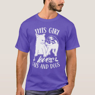 Camiseta Esta Menina Adora Gatos E Cachorros Dog Cat Lover