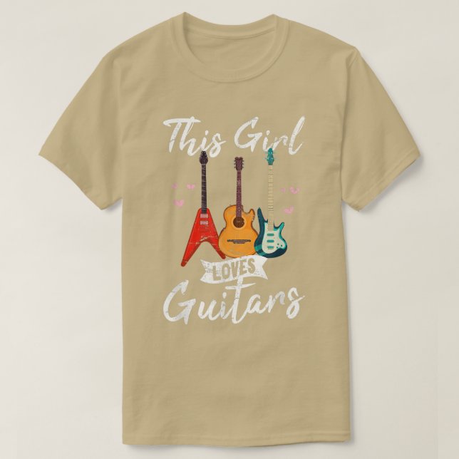Camiseta Esta Menina Ama Guitarras Engraçado Tambor (Frente do Design)