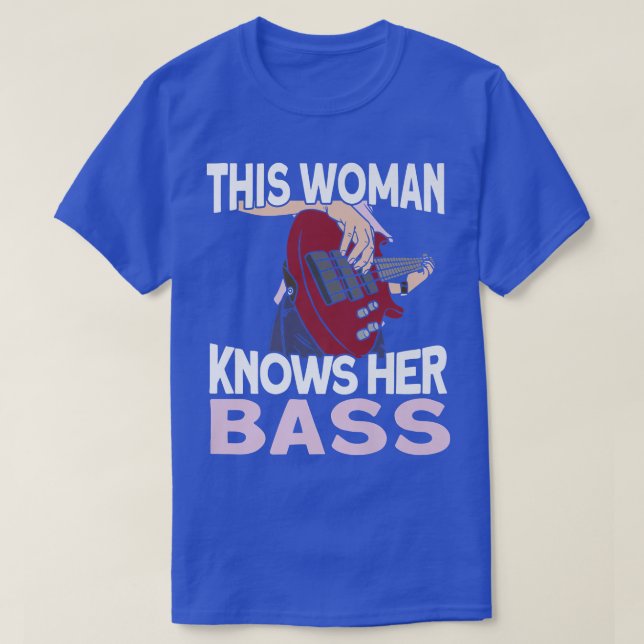 Camiseta Esta Mulher Conhece Seu BassMusicista Bauxi Bass G (Frente do Design)