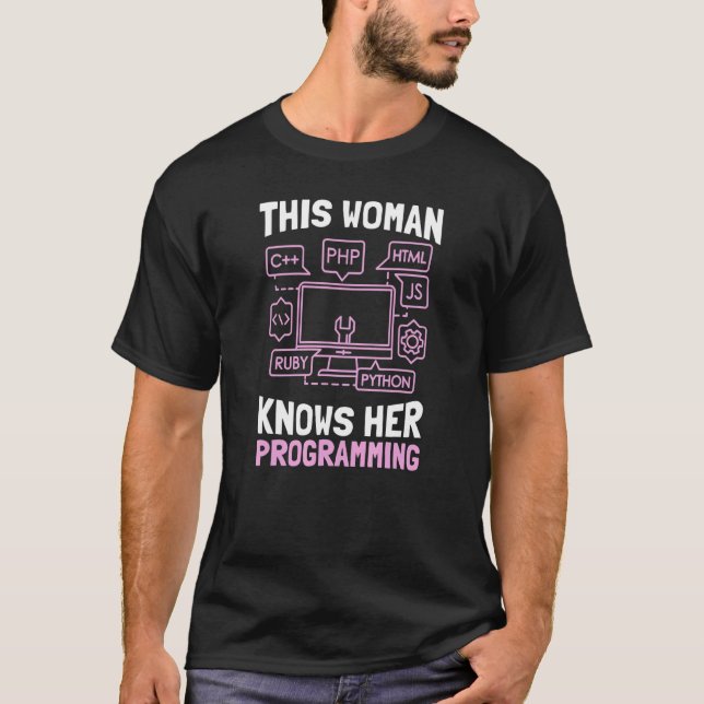 Camiseta Esta Mulher Conhece Seu Programa De Software De Pr (Frente)