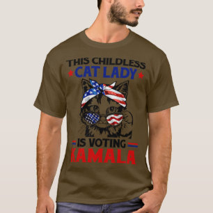 Camiseta Esta Mulher De Gato Sem Crianças Está Votando Kama