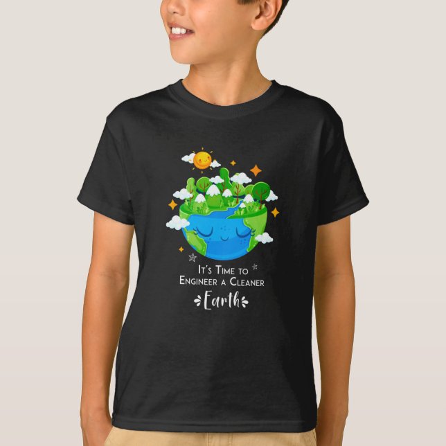 Camiseta Está na hora de engenheiro de um planeta mais limp (Frente)