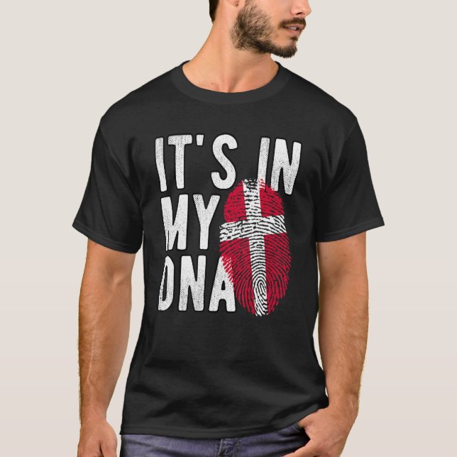 Camiseta Está na minha bandeira DNA Dinamarca Fingerprint (Frente)