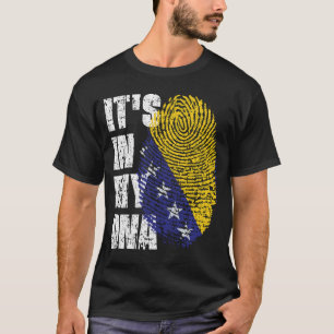Camiseta ESTÁ NA MINHA DNA bósnia e Herzegovina Flag Boy Gi