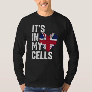 Camiseta ESTÁ NAS MINHAS CÉLULAS Bandeira Britânica UK Grã-