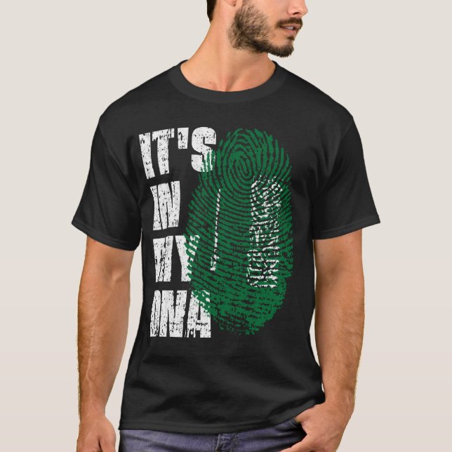 Camiseta Está no meu DNA, a garota da bandeira da Arábia Sa (Frente)