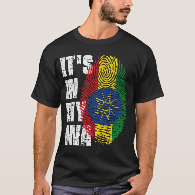 Camiseta Está no meu DNA, a moça de sinalizador da Etiópia. (Frente)