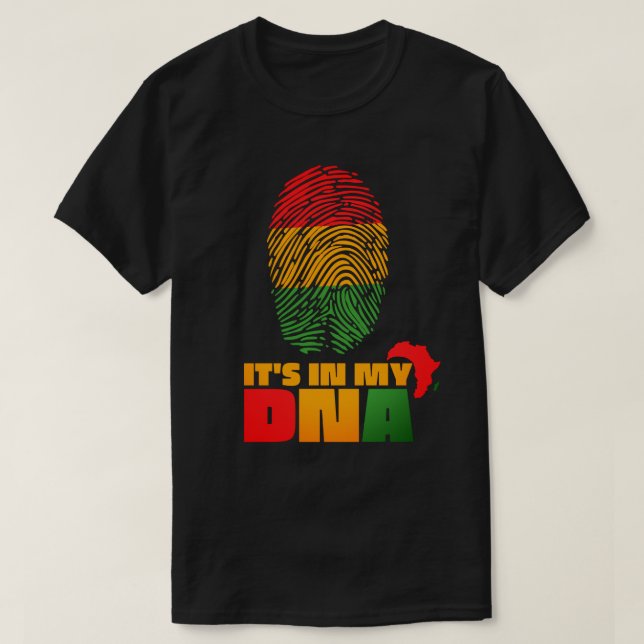 Camiseta Está no meu DNA Africano Bandeira História Negra M (Frente do Design)