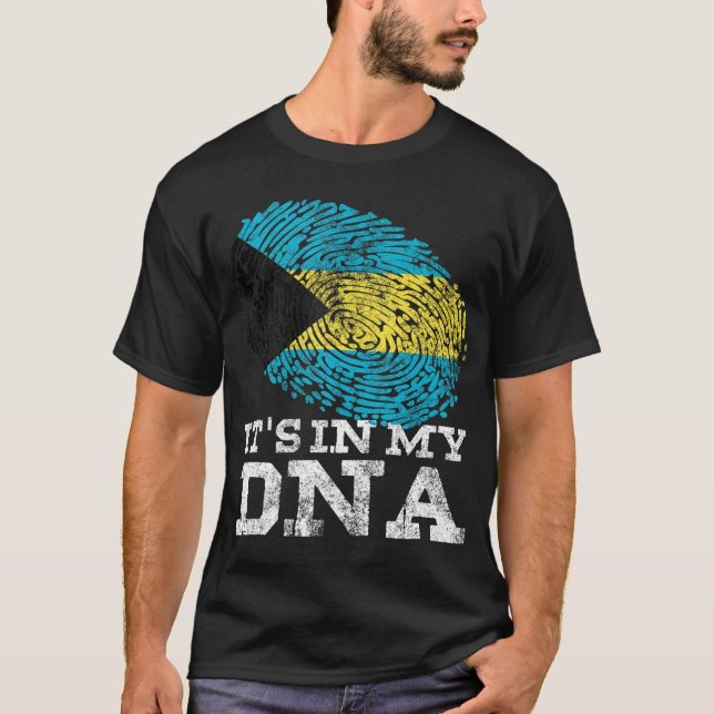 Camiseta Está no meu DNA Bahamian dá impressões digitais or (Frente)